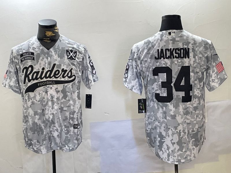 Men Oakland Raiders #34 Jackson Nike Arctic Camo 2024 Salute to Service Limited NFL Jersey style 3->oakland raiders->NFL Jersey